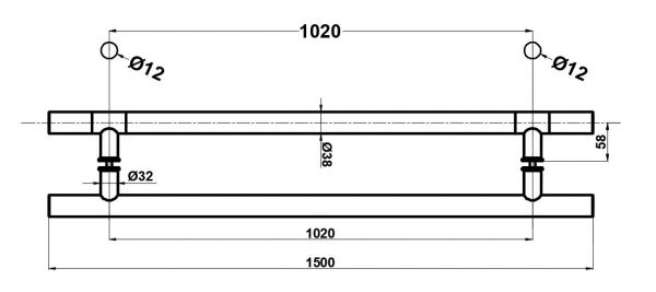 HDL633/Ручка офісна/1500-1020-38/мат. нерж.