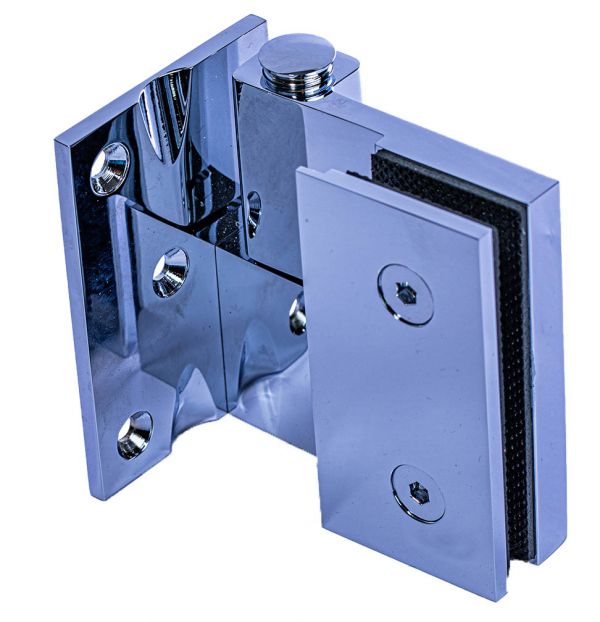 Z395302-R/CP. Петля стіна-скло з функцією підйому, без фіксації / покриття-ГЛЯНЕЦЬ (відкриття - праве)