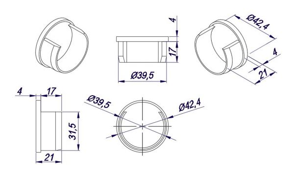 A00WP60/торцева заглушка/матова нерж.